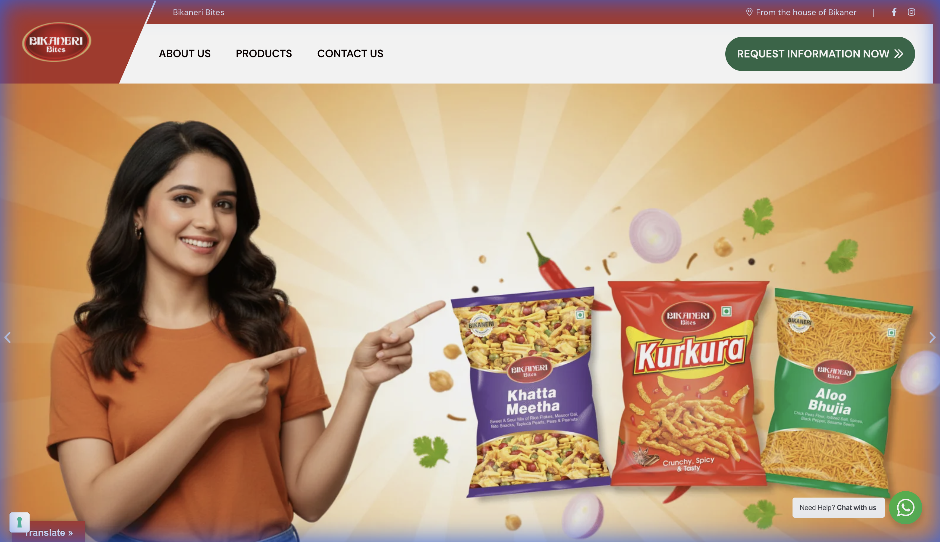 Bikaneri Food - Homepage Screenshot